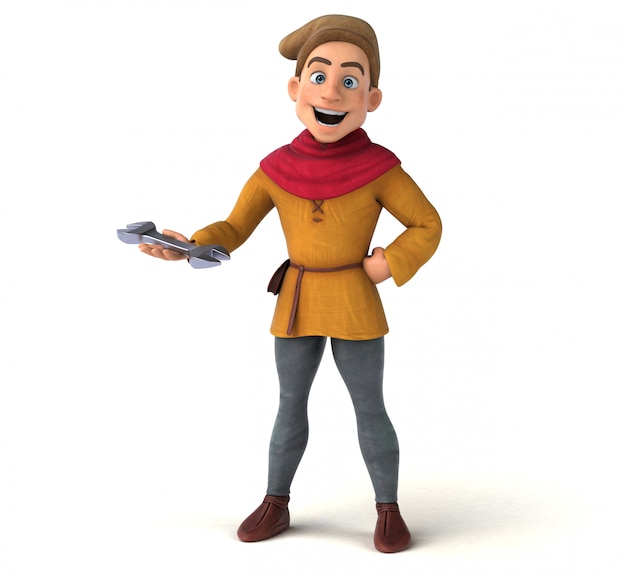 Ilustração 3D de um personagem histórico medieval