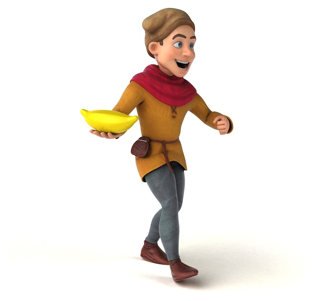 Ilustração 3D de um personagem histórico medieval