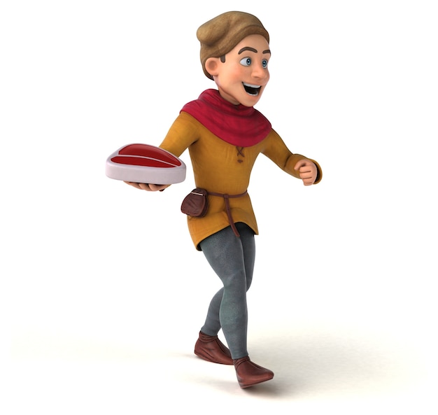 Ilustração 3D de um personagem histórico medieval