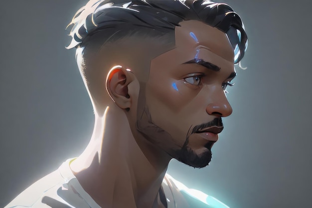 Ilustração 3D de um personagem masculino com barba e bigode foto de alta qualidade ilustração 3D de