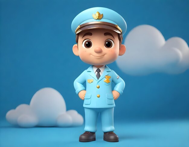 Ilustração 3D de um piloto de personagem