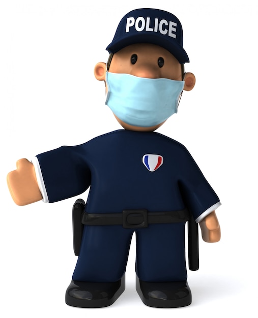 Ilustração 3D de um policial dos desenhos animados