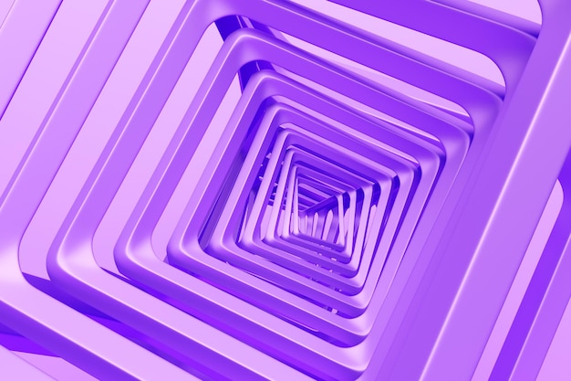 ilustração 3D de um portal de uma passarela circular Um close de um túnel roxo quadrado