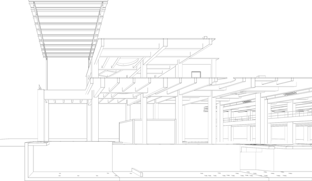 Ilustração 3D de um projecto industrial