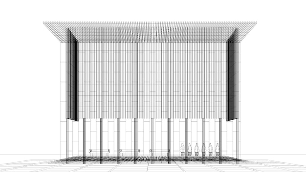 Ilustração 3D de um projeto de construção