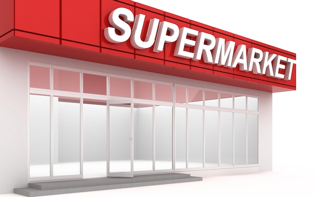 ilustração 3D de um supermercado