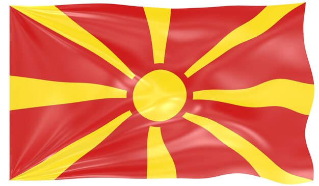 Ilustração 3D de uma bandeira da Macedônia