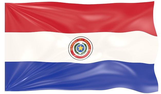 Foto ilustração 3d de uma bandeira do paraguai