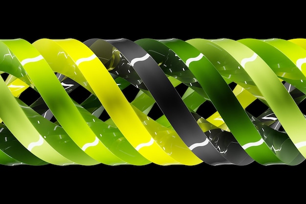 Ilustração 3D de uma faixa estéreo de diferentes cores Faixas geométricas semelhantes a ondas Linha de DNA azul simplificada