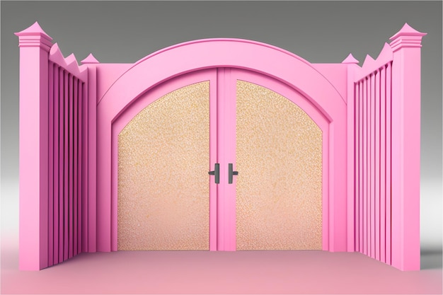 ilustração 3D de uma mesquita em um fundo rosa