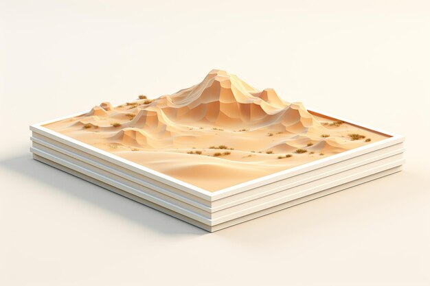 Ilustração 3D de uma paisagem de deserto isolada em fundo branco