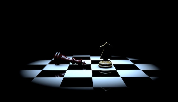 Ilustração 3d de uma peça de xadrez checkmate ao rei