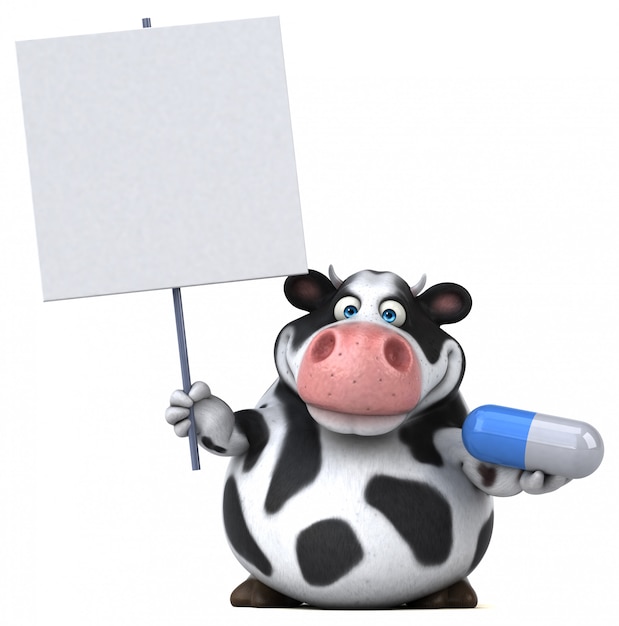 Ilustração 3D de vaca divertida