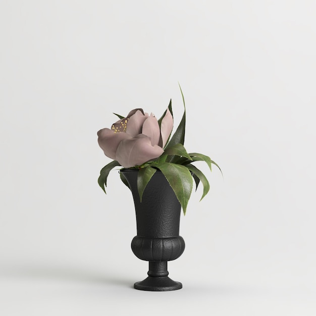 ilustração 3D de vaso de flor isolado no fundo branco