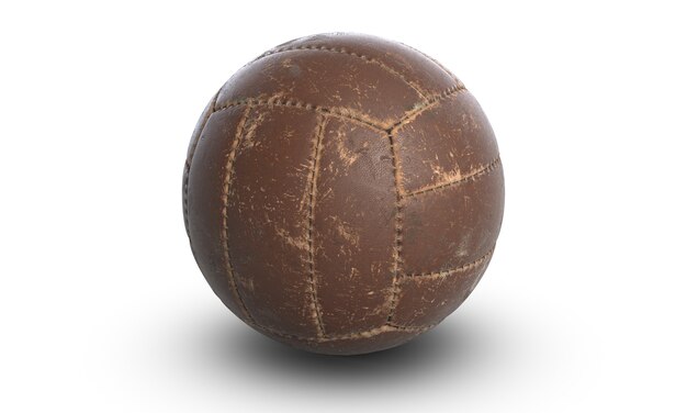 Ilustração 3d de vôlei tradicional de couro marrom ou bola de futebol em branco