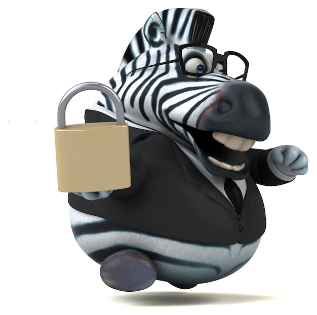 Ilustração 3D de zebra divertida