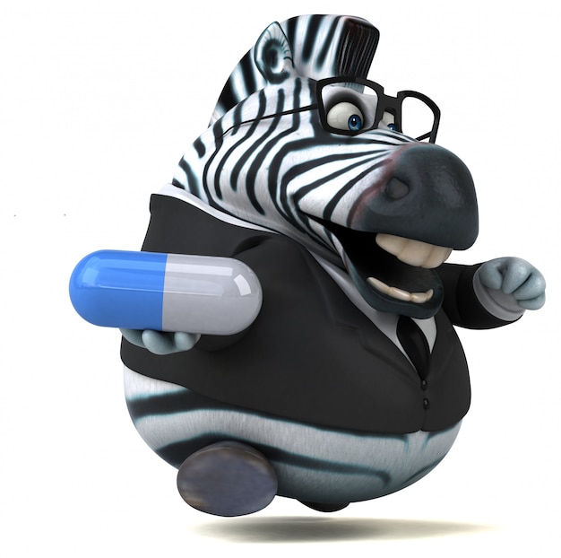 Ilustração 3D de zebra divertida