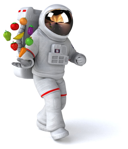 Ilustração 3D divertida de astronauta