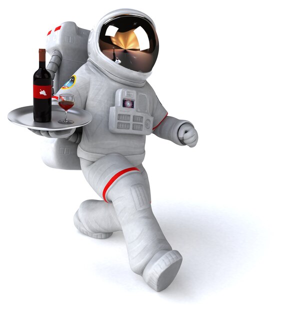 Ilustração 3D divertida de astronauta