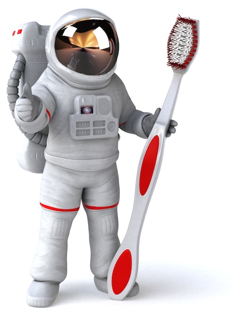 Ilustração 3d divertida de astronauta