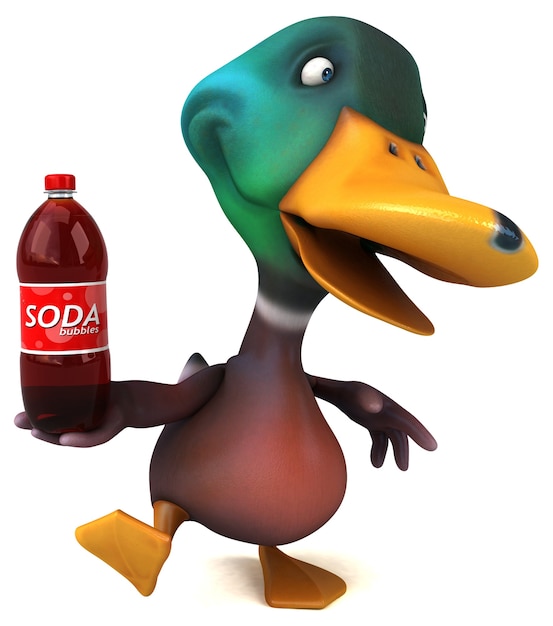 Ilustração 3d divertida de pato