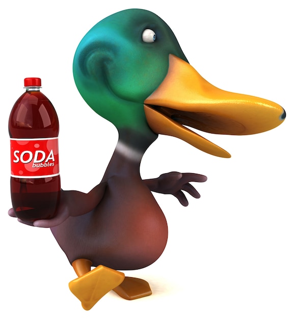 Ilustração 3D divertida de pato