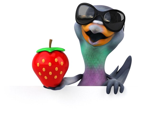 Ilustração 3D divertida de pombo