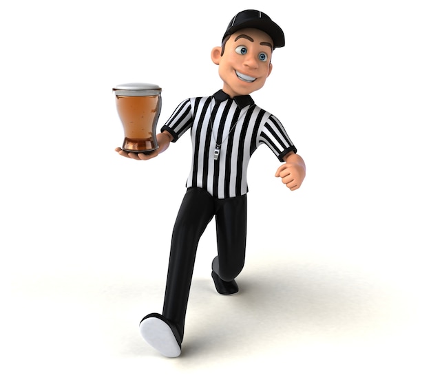 Ilustração 3D divertida de um árbitro americano