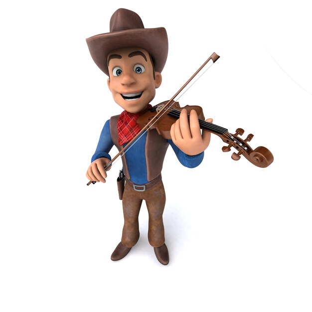 Ilustração 3D divertida de um cowboy de desenho animado