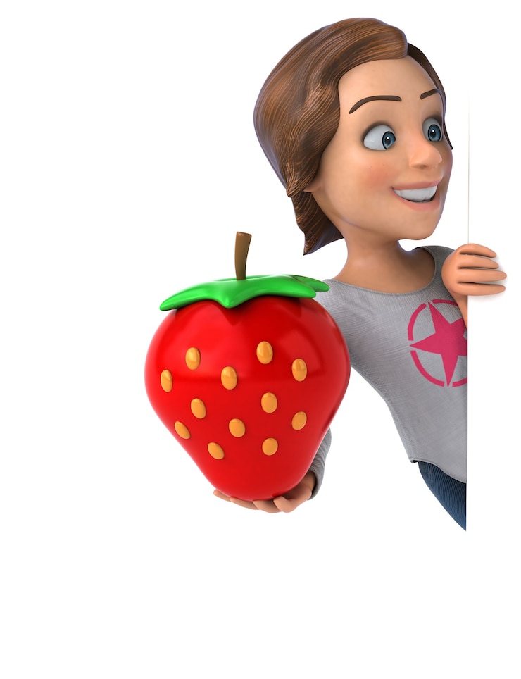 Foto ilustração 3d divertida de uma adolescente de desenho animado