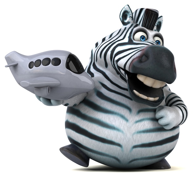 Ilustração 3D divertida de zebra