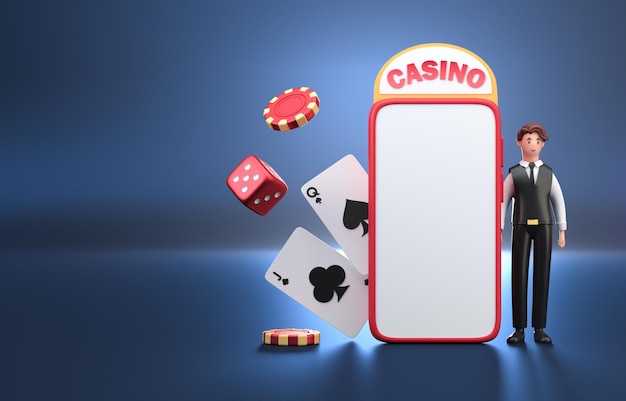 Ilustração 3D do aplicativo de cassino 3D