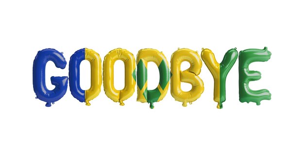 ilustração 3D do balão de carta de adeus na bandeira de São Vicente e Granadinas isolada em branco