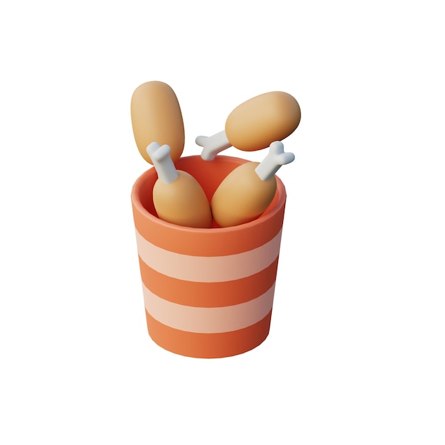 Ilustração 3D do balde de baquetas
