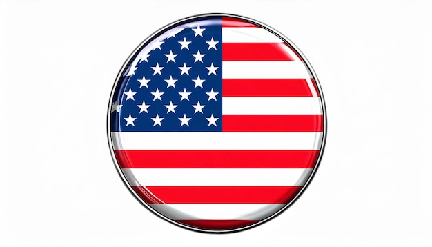 Ilustração 3D do botão da bandeira dos EUA