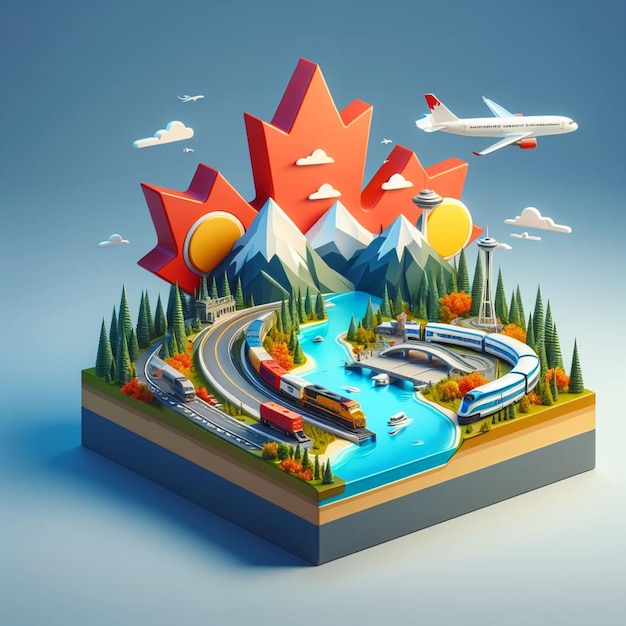 Ilustração 3D do Canadá