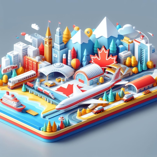 Ilustração 3D do Canadá