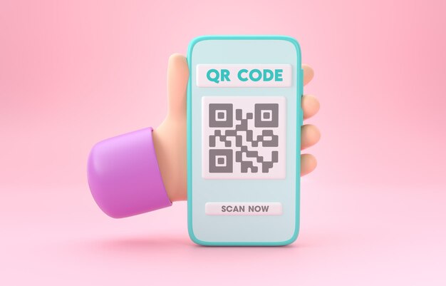 Foto ilustração 3d do código qr móvel