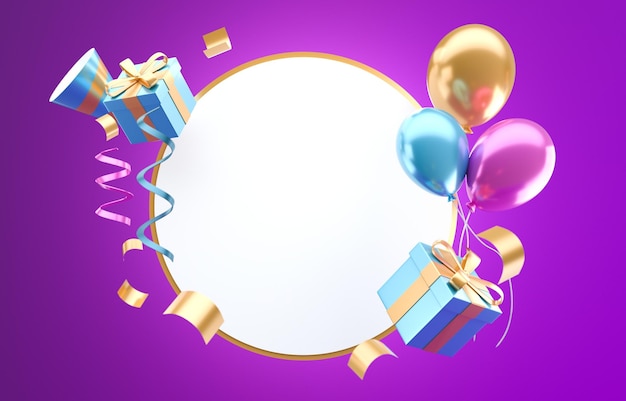 Ilustração 3D do conceito de aniversário 3D