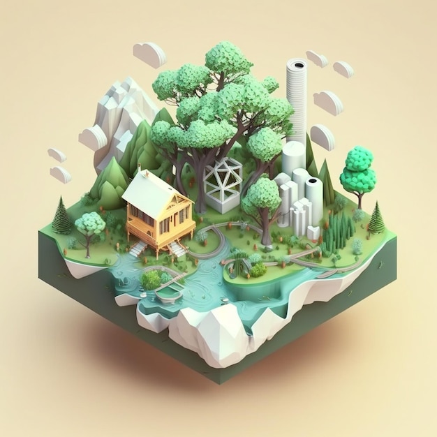 ilustração 3D do conceito de ecologia