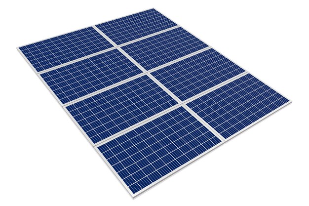 Ilustração 3D do conceito de painéis solares
