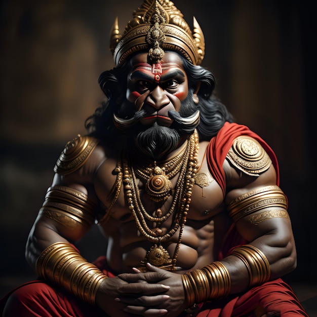 Ilustração 3D do deus indiano Hanuman