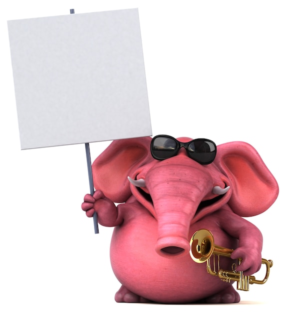Ilustração 3d do elefante rosa