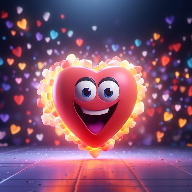 Foto ilustração 3d do emoji do coração