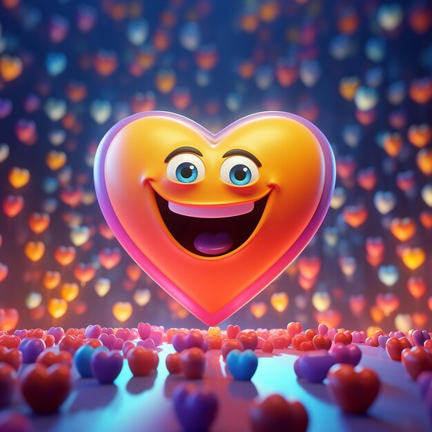 Foto ilustração 3d do emoji do coração