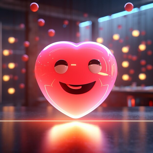 Foto ilustração 3d do emoji do coração