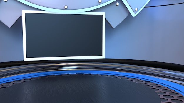 Ilustração 3D do estúdio de notícias para programas de TV