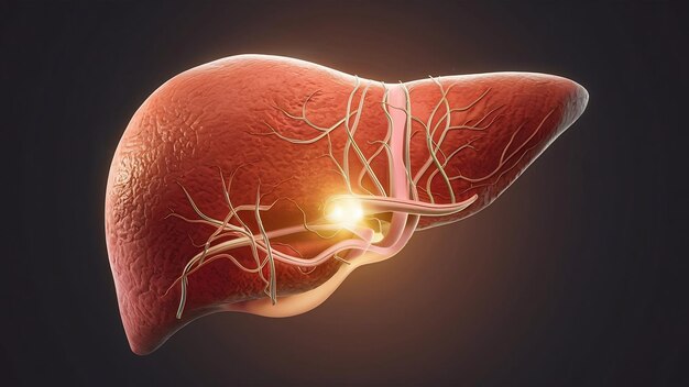 Ilustração 3D do fígado humano