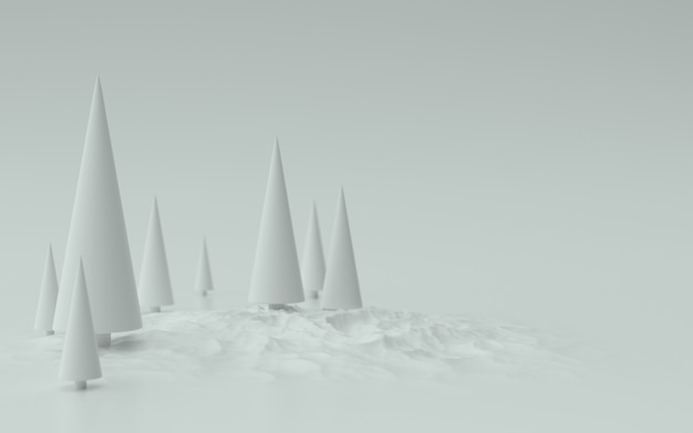 Ilustração 3d do fundo das árvores do white christmas