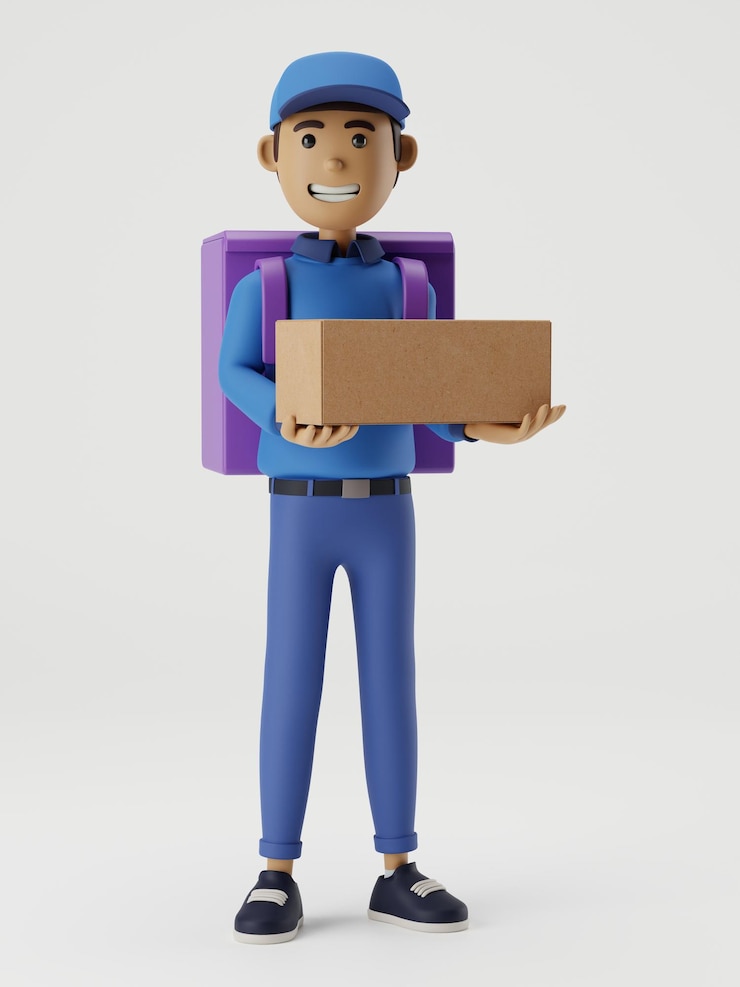 Foto ilustração 3d do homem do correio no fundo branco